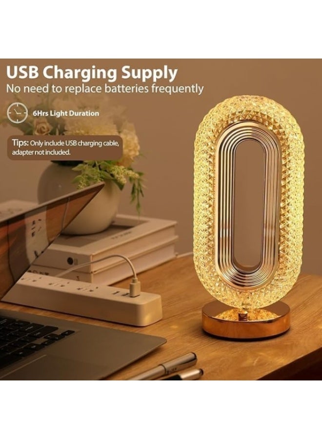 Crystal Moon Shape Rechargeable Touch Table Lamp — Stepless Dimmable Night Light with 3 Color Modes (Warm/Natural/Cool) — USB-C LED Bedside & Decorative Lamp for Bedroom, Living Room & Home Decor - Image 2